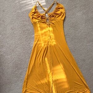 Anthropologie Golden Backless Dress